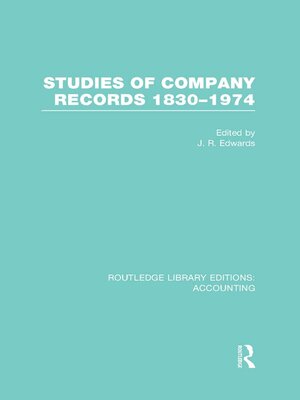cover image of Studies of Company Records (RLE Accounting)